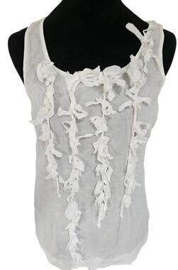 J.Crew White Sheer Ruffle Petal Applique Tank Top Blouse Size 4